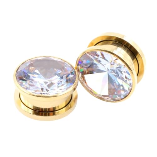 ROSIDJREMRA New 2026 2Pcs Stainless Zirconia Crystal Screw Ear Tunnels Plugs Expander Stretcher Gauges Earrings Body Piercing Jewelry Fashion Trendy Accessories Creative Gift