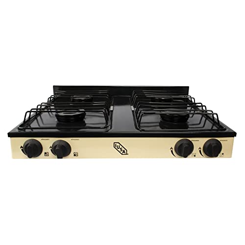 La Mejor Recopilación de Estufa de Mesa 4 Quemadores para comprar hoy. 49 IUSA, Parrilla a gas LP Caper, 4 Quemadores, Para cocinas pequeñas, Diseño compacto y moderno, Encendido manual, Controles ajustables, Color Avena.
