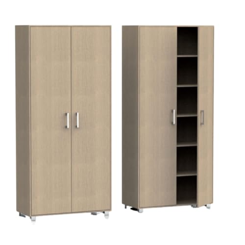 Generico Mobile Scarpiera Alta Mars4 con 6 Piani in Rovere Nordico e Bianco Alpes, Rovere o Bianco (Rovere Canadian)