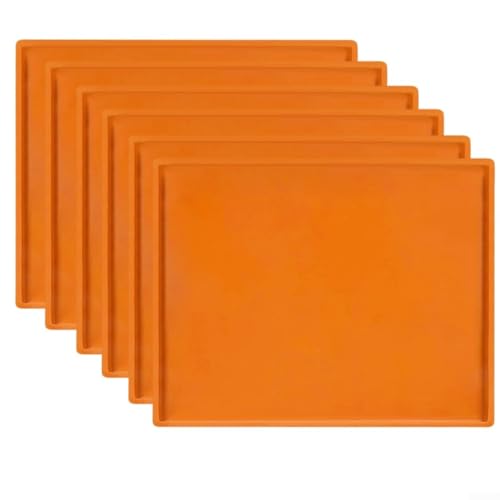 Jotekonoby 6 hojas deshidratadoras de silicona sin revestimiento de bandeja para hornear con borde elevado para deshidratadores de alimentos Cosori, apto para horno hasta 230.0 °C (naranja)