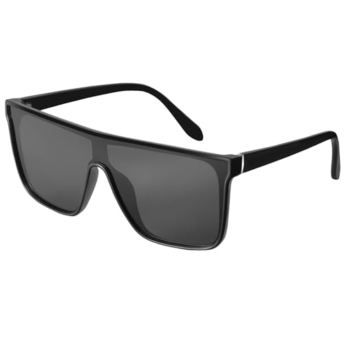 mosanana Polarized Oversized Square Sunglasses for Women Men, Trendy Flat Top Fashion Shield Shades MS52363