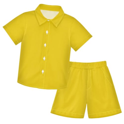 Image of 3T Toddler Boy Shorts Set Black Hawaiian Button Down Shirts Summer Outfits for Little Boy