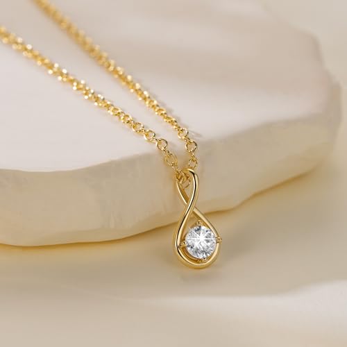 14K Gold Necklaces for Women Gold Pendant Necklaces for Women Trendy Unique Mobius Loop with a Cubic Zirconia O-Chain for Womens Infinity Necklace with Pendant2