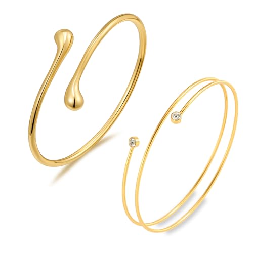 Bracelet de bras femme réglable jonc de bras doré argenté style minimaliste