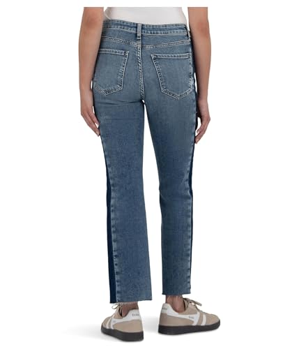 KUT from the Kloth Women's Kelsey High-Rise Ankle Flare Raw Hem Side Inset in Inerrant3