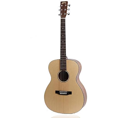 Loivrn Guitar Unisex 40" Matte Wood Color Guitar 6-string Nylon Rope Guitar Pack Paddle Capo Tuner Beginner Entry Style Folk Acoustic Guitar Rounded Veneer Guitar Instrument (Color : Mahogany) Cover
