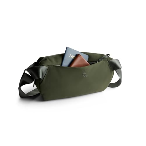 Image of Bellroy Classic Sling (everyday 5 liter minimalist crossbody bag with internal organization, adjustable crossbody strap, and auto-compression system) - Olive