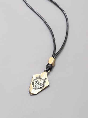 Zysta Verstellbar Leder Halskette mit Wolfskopf Anhänger Retro Handgefertigte schmuck für Männer Frauen