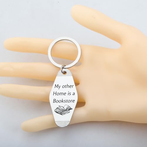 CENWA Bookish Book Lover Motel Keychain My Other Home Is A Bookstore Funny Gifts for Her Car Accessories3