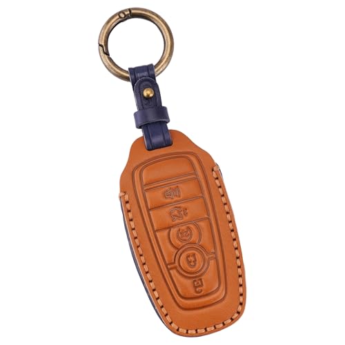 for Ford Key Fob Cover 3 4 5 Button with Keychain Soft Leather Key Case
