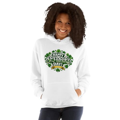 Image of Maydear Happy St. Patrick's Day Hoodie for Men Women Lucky Shamrock Graphic Hooded Sweatshirt