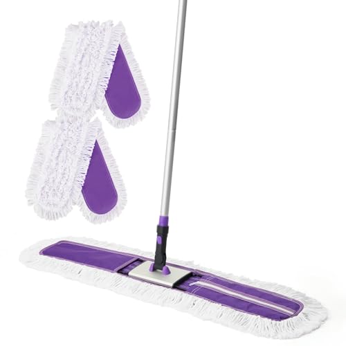 Yocada 36 inch Commercial Dust Mop Industrial Floor Mop for Cleaning Office Garage Hardwood Warehouse Factory Mall Deck 59 Inch Long Total 2 Pads