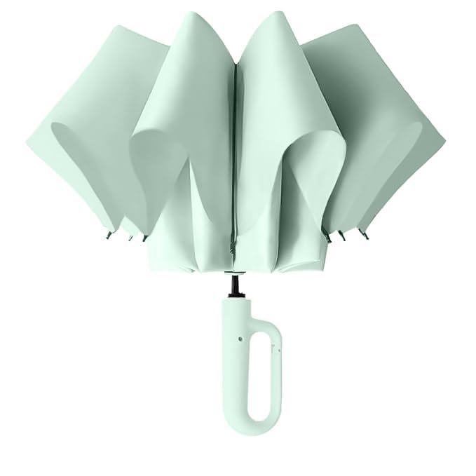 Image of TEKCOOL UV Umbrella with Novelty Carabiner Handle, Travel Umbrellas for Rain and Sun Windproof Compact, Automatic Open Close, 8 Ribs, Portable Umbrella for Men and Women(Light green)