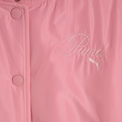 Image of PUMA Kids Girls Bow Society Pack Poly Satin Button Down Jacket Athletic Outerwear Casual - Pink