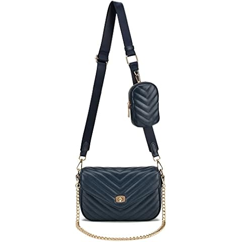 lola mae Quilted Crossbody Bags for Women Shoulder Handbag with Coin Purse Chain Strap Trendy Purse (Navy-LM739) Cover