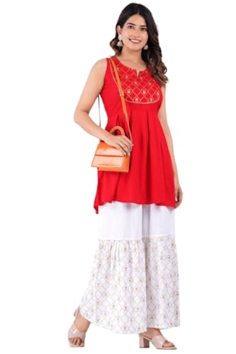 Image of MANGLA Kurti Sharara Suit| Kurta Sharara Set | Embroidery Sequence Work Georgette Sharara Suit