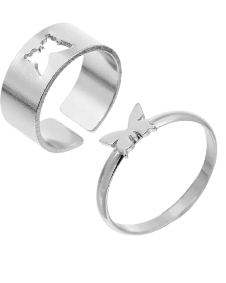 Couple Rings for women girls lovers men boys girlfriend Couples Husband wife Gf BF AD CZ Stylish Valentine Adjustable Heart Solitaire Finger Ring Combo set-image-41