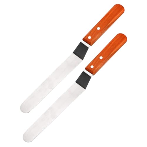 HEALLILY Professional Cake Decorating Tools Set 2pcs Stainless Steel Icing Spatulas Fondant Smoother Cake Frosting Spatula