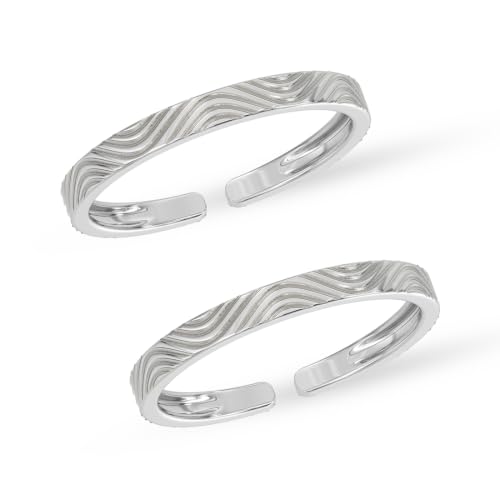 Image of Clara 925 Sterling Silver Size Adjustable Toe Rings Pair Gift for Women