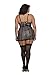 Dreamgirl Women's Plus Size 2 Piece Stretch Lace Print Garter Slip, Metallic Black, 1X