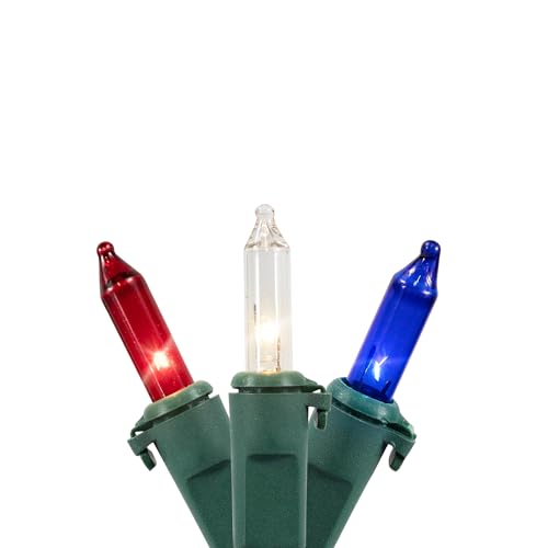 Patriotic String Lights - Red, White and Blue - 10' - Green Wire - 50ct
