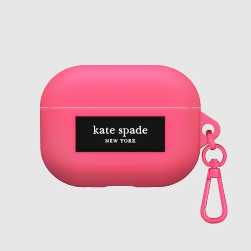Image of kate spade new york AirPods Pro 2nd / 1st Generation case with Keychain Ring - Pom Pom Pink, Silicone Cover for AirPods Pro 2nd / 1st Generation