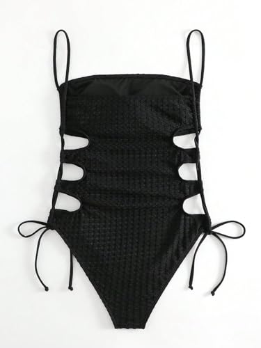 SISKIN Bathing Suit for Women, One Piece Square Neck Cut Out Textured Sexy Tummy Control Backless Monokini Swimsuits3