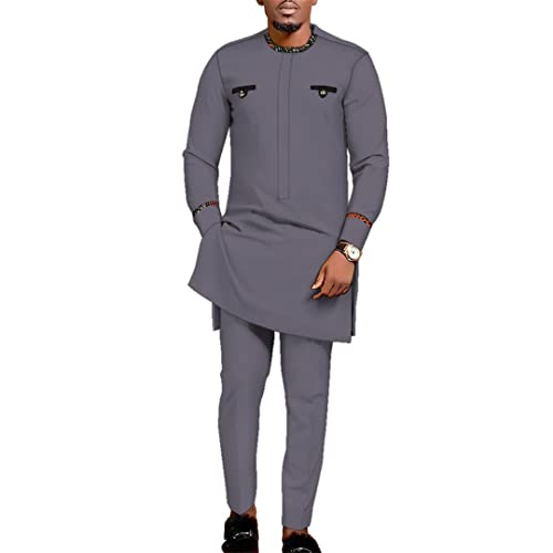 Costume Dashiki chemise pantalon haut de gamme au design traditionnel soigné modèle fp6280