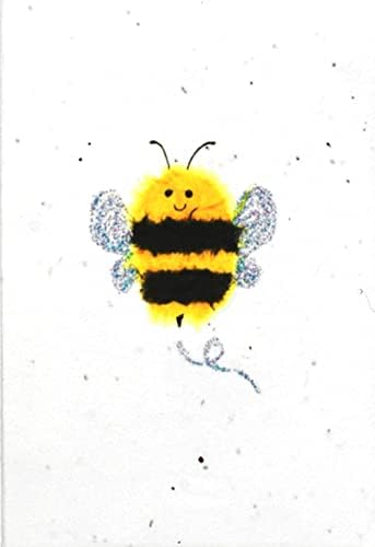 Office Boutique Happy Bee - Decorative Plantable Seed Occasion Card - Blank Card and Envelope - perfect for sending love, saying thank you, good luck, well done, happy birthday