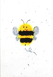 Office Boutique Happy Bee - Decorative Plantable Seed Occasion Card - Blank Card and Envelope - perfect for sending love, saying thank you, good luck, well done, happy birthday