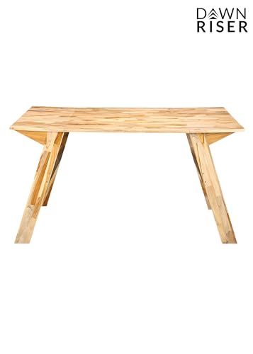 Image of Foldable Multi-Purpose Teakwood Table - Lightweight, Durable, Natural Wood Finish, Compact, Indoor Outdoor Dining Table, Work Desk, Coffee Table, Easy to Assemble, Space Saving - Natural - Dawnriser