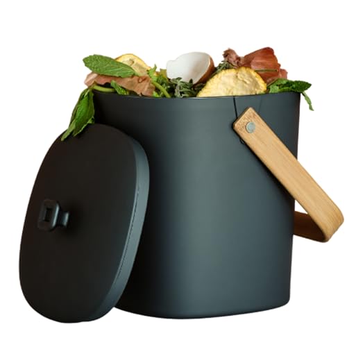 Bamboozle Countertop Compost Bin Kitchen | 1 Gallon | Odorless Composting Bin with Filters | Indoor Compost Bin with Lid | Plant Based Kitchen Composter for Food Scraps & Waste Recycling | Graphite