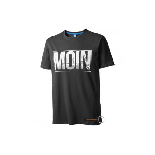Hamburger SV HSV T-Shirt Bela Offizieller Fanartikel Schwarzes Shirt mit Moin-Schriftzug Skyline & Raute 100% Baumwolle