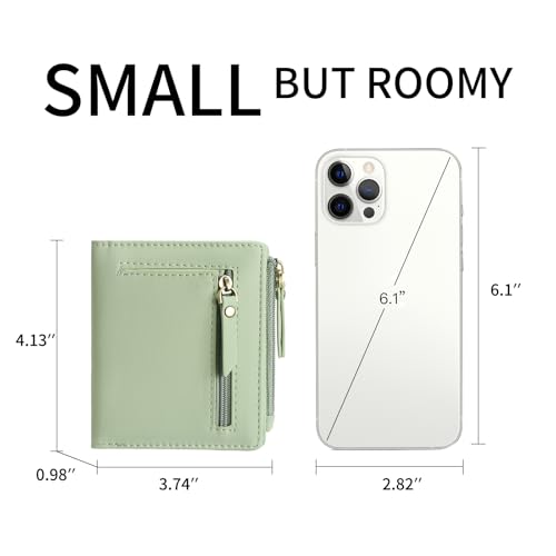 Image of GOIACII Small Women's Wallet Compact Bifold Credit Card Holder Mini Ladies Purse with 2 Zipper Coin Pockets