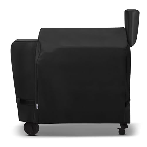 SunPatio Outdoor Heavy Duty Waterproof Grill Cover Compatible with Traeger 34 Series Wood Pellet Grill and Smoker Texas and More Full Length Barbecue Cover All Weather Protection Black