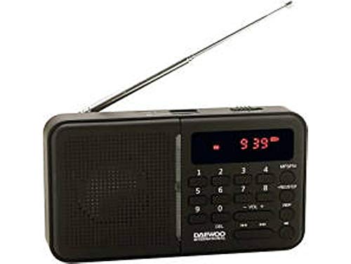 Radio Digital Daewoo - Radio FM - Radio con USB/mp3 - Bateria Recargable, Altavoz Frontal, Salidas Auriculares, MicroSD, Negro Cover