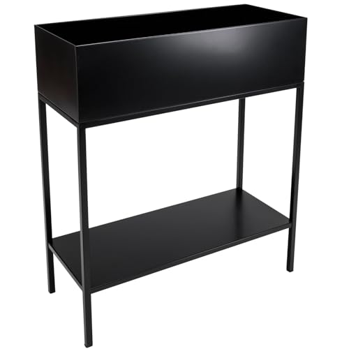 VIVANNO Pflanzbox Hochbeet mit Ablage pulverb. Stahlblech Style 78x60x25...