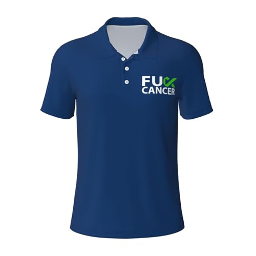 Fuck Lymphoma Cancer Lime Green Ribbon Polo Shirts for Men, Mens Golf Shirt Quick-Dry Short Sleeve Casual - Main Image