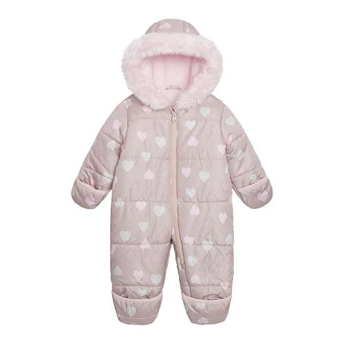 Image of Carter's baby-girls Puffer Pram Suit – Faux Fur Trim Hooded One-piece With Cozy Insulation