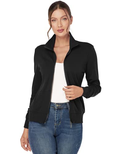 J.corrine Women's Zip Up Sweatshirts Jacket Stand Collar Long Sleeve Running Track Jacket With Pockets #TOP1