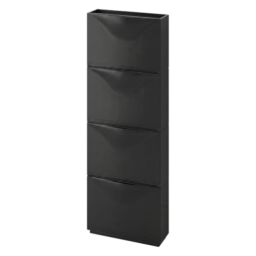 Image of TNT THE NEXT TREND Space Saving Shoe Rack Cabinet | Dustproof Flip Door Shoe Storage Organizer | Modern Minimal Shoe Stand for Entryway, Living Room, Bedroom & Hallway | Black Finish (Pack of 4)