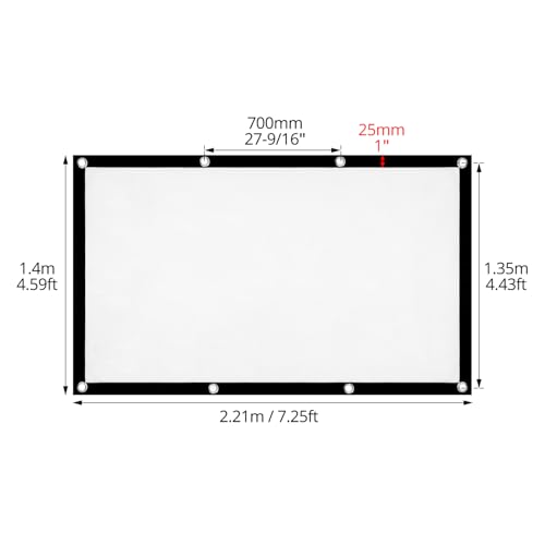 Qwork® Schermo Per Proiettore 100 Pollici, 16:9 Hd Schermo Proiettore Pieghevole, 221 X 125 Cm Schermo Per Proiezione Antirughe Con Accessori, Per Uso Interno Ed Esterno - 6