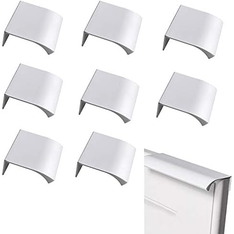 LEZED Armario de Aleación de Aluminio Tirador de puerta Tiradores para muebles Tiradores cocina Tirador de la manija del Gabinete Tire del Armario Plata Manijas Ocultas 8Piezas Cover