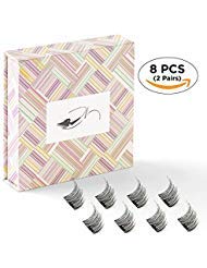 Magnetic False Eyelashes,No Glue and Reusable,Ultra light-weight for Natural Look,2 Pairs 8 Pieces-Best Gift Idea