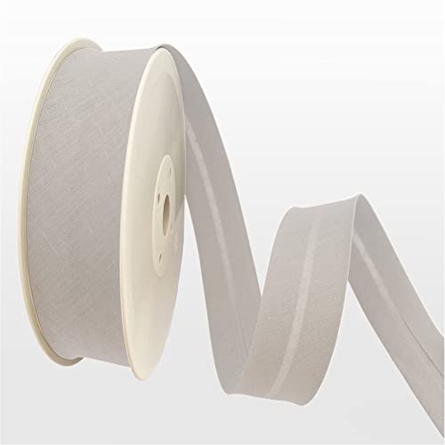TEXTEX = 30mm Wide Bias Binding Tape. 50% Cotton and 50% Polyester. 10m Piece - (Light Gray)