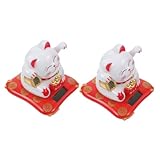 MAGICLULU 2 Pièces Chat Chinois Agitant avec Capteur Solaire pour Bras Gauche Oscillant F...
