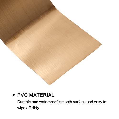 Image of uxcell Waterproof Peel and Stick Decorative Tape Self Adhesive 3.94 inch W x 16.4'L PVC Removable Tape for Wall Edge Gold Tone Brushed (Thickened Style)