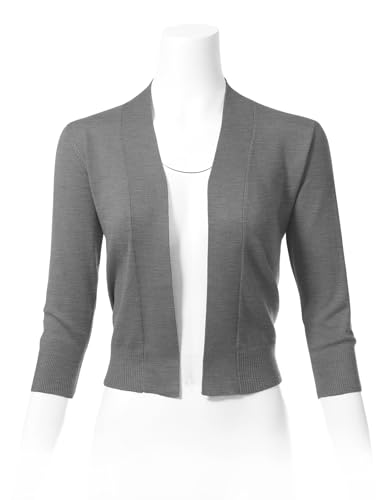 Image of Allsense Women's 3 /4 Sleeve Cropped Shrug Cardigan | Classic Bolero, Open-Front, Lightweight Soft Fine Knit Cover Up