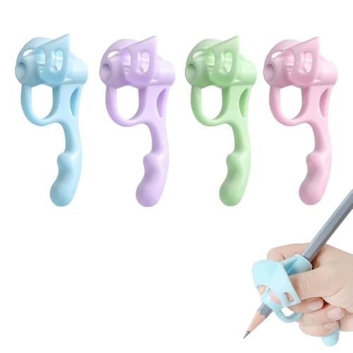 Pencil Grips for Kids Handwriting,2024 NEW 5 Finger Silicone Pencil Holder for Kids Handwriting Aid Tools, Comfortable Pencil Grippers for Beginners Posture Correction Training Writing (4 PCS)