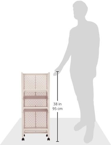 サンコープラスチック(SankoPlastic) 収納 eラック RL-21 幅36.3×奥行28.8×高さ88.3cm ランドセル ベージュ キャスター付き 日本製 ケース スタッキング 整理整頓 スペース 有効利用 シンプル 433473